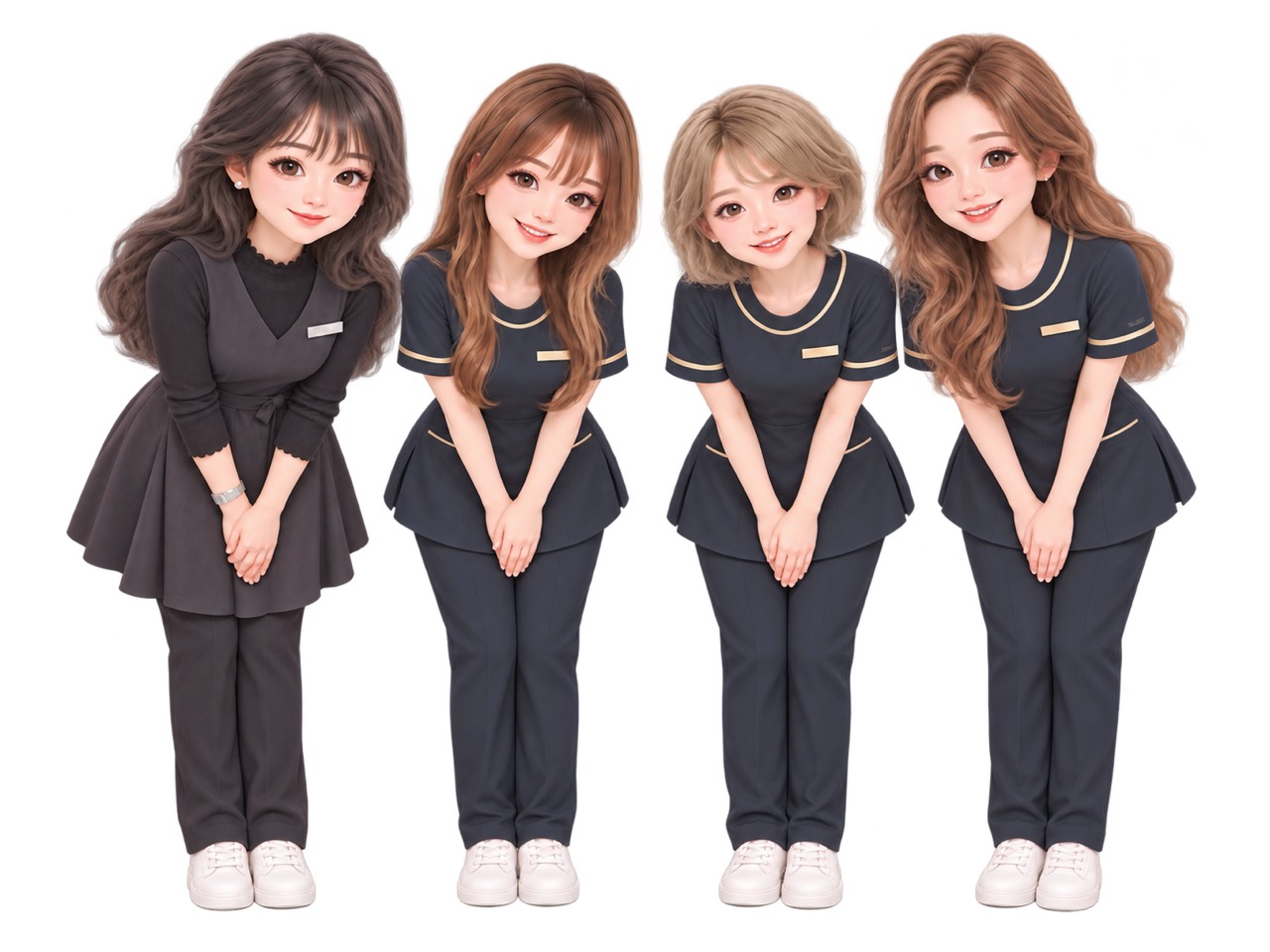 お辞儀でご挨拶する4人のスタッフ